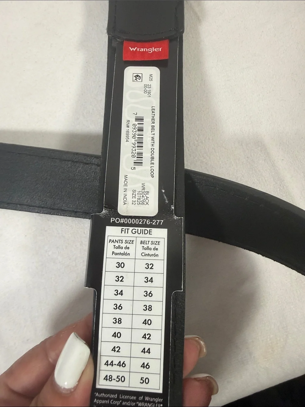 Wrangler Black Leather Double-Loop Belt